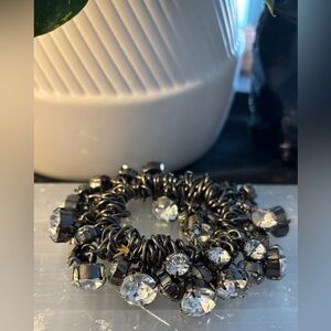 Silpada K&R Gunmetal Crystal Stretch Bracelet | Bold Statement Sparkle
